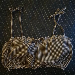 Aerie Bikini Top - black & white gingham
